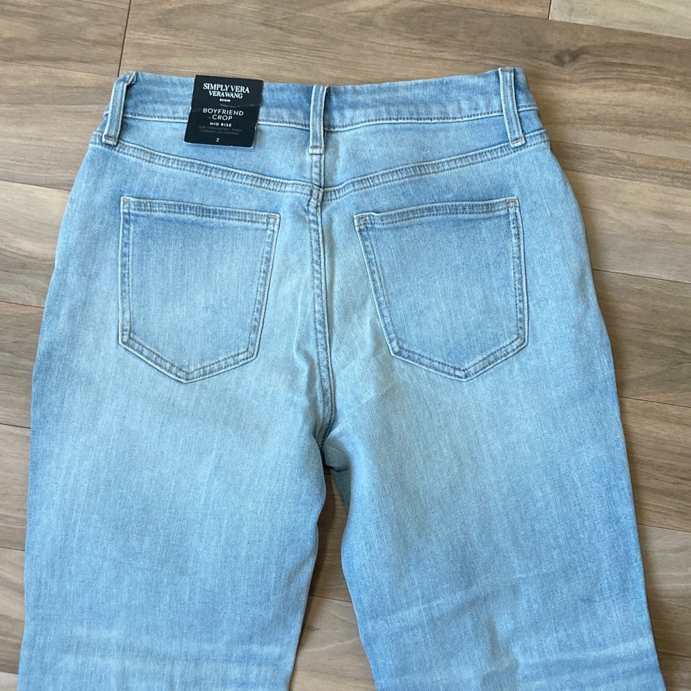 Simply Vera Vera Wang jean boyfriend crop jean distressed w authentic stretch 2 - Picture 11 of 17